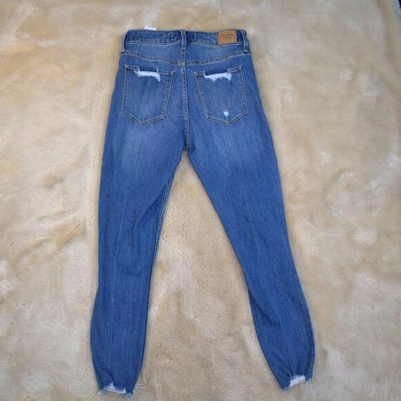 Abercrombie Fitch Highrise Ankle Jeans Size 2/26 Blue Stretch Skinny Distressed - Picture 5 of 10